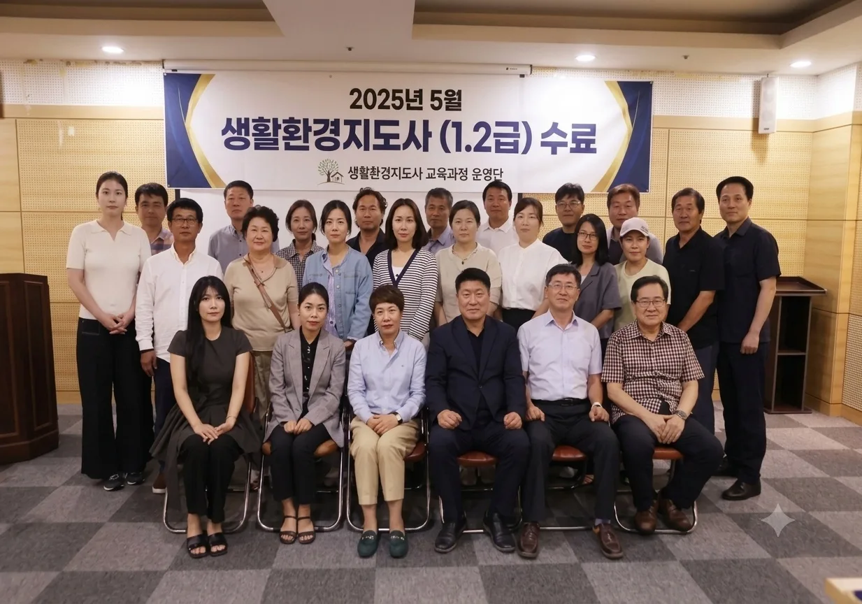 2025년 5월 생활환경지도사 1·2급 수료 단체사진